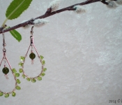 Green Peridot Wire Wrapped Earrings