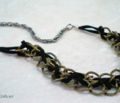suede stitched chain necklace