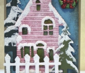 christmascard house with fence and snow (from tim holtz 12 tags of christmas2010)
