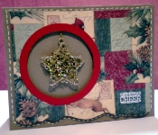 christmas card gold beaded star in circle