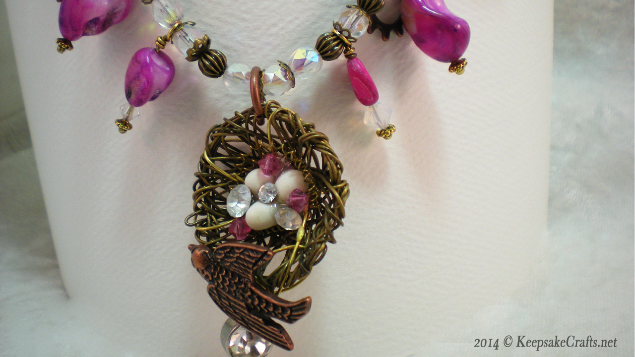 fuchsia finery statement necklace close up