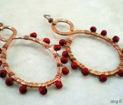 bead wrapped hammered wire earrings still