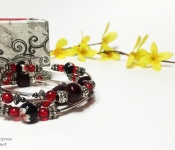 red boho memory wire bracelet