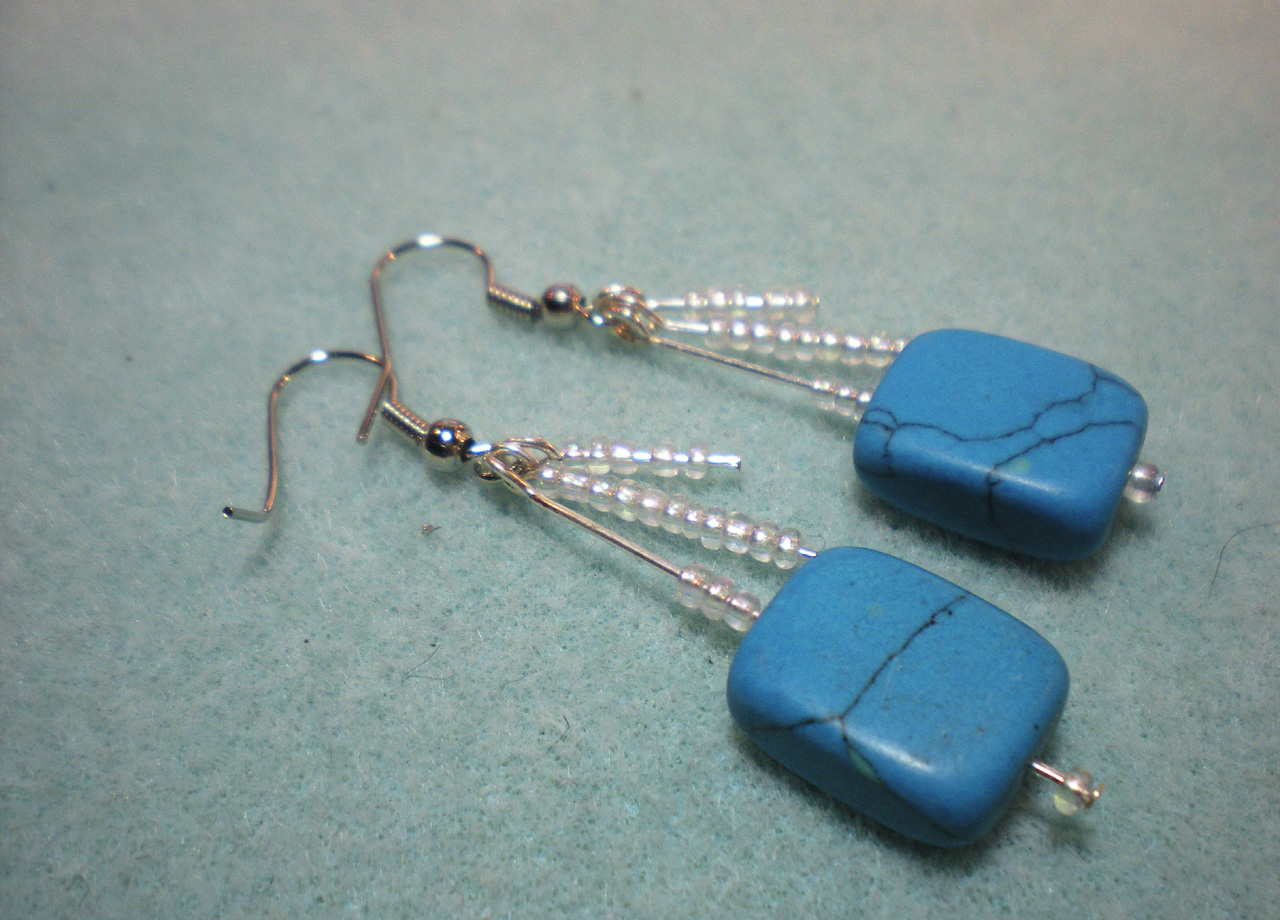 turquoise-and-seed-bead-dangle-earrings