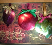 christmas cardwith alcohol ink ornaments