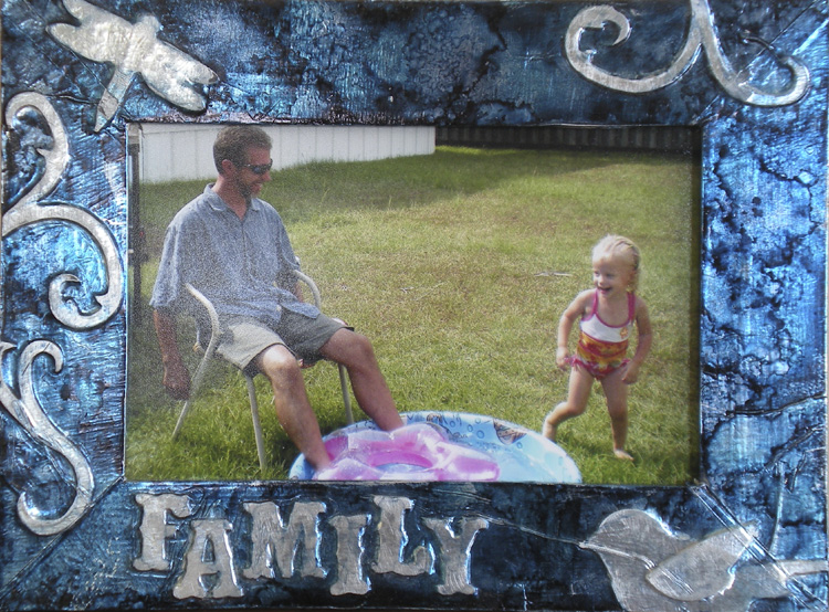 alcohol ink embossed photo frame