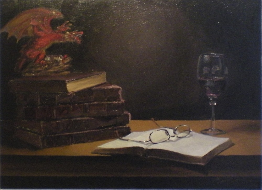 dragon-books-painting