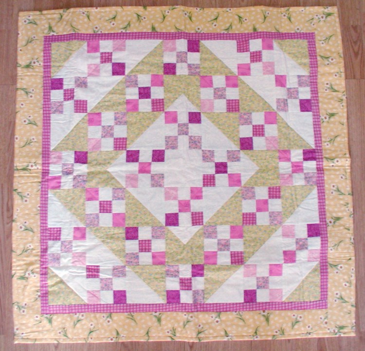 Quilt Patterns - Pink and Cheddar Sawtooth Stars Quilt