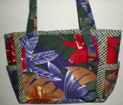 red and purple jungle print fabric purse