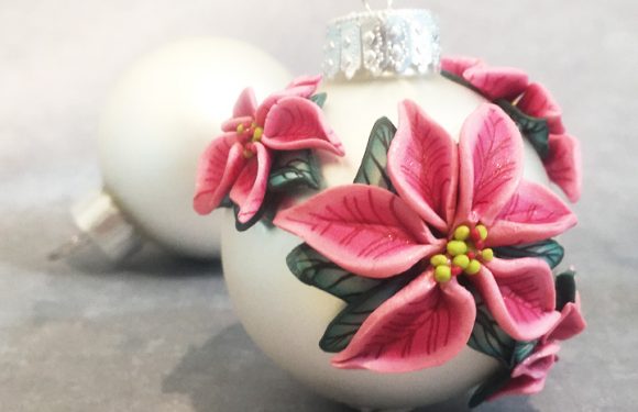 Poinsettia Ornaments-Polymer Clay Christmas Ornaments Series-2016