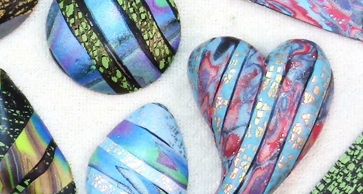 How to Make Polymer Clay Cabochons with Crackle & Surface Effect Veneers