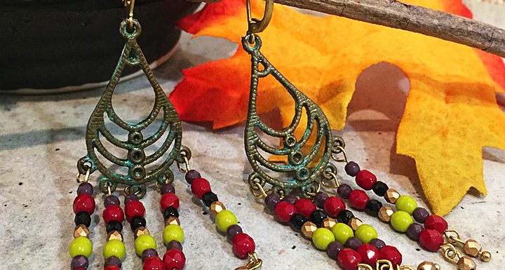Autumn Glory Earrings-Czech Glass Fire Polish Beads Jewelry Tutorial