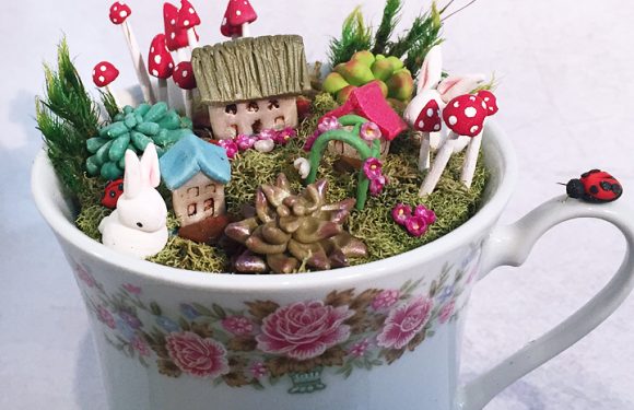 Fairy Garden In a Teacup Polymer Clay Sculpting Miniature Tutorial-Pt. 2 of 2