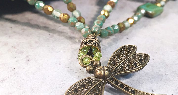 Dragonfly Fields Necklace-Shaped Beaded Multi-Strand Jewelry Design Tutorial