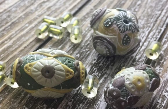 Layered Lovelies-Rustic Shabby Chic Polymer Clay Beads