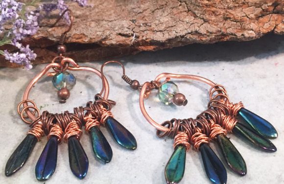 Blue Iris & Crystal Point Earrings Jewelry Tutorial