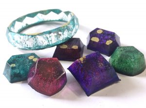 resin gems and bangle bracelet