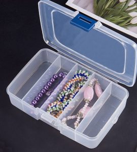 PandaHall Elite 4 Pack 5 Grids Jewelry Dividers Box Organizer Clear Plastic Bead Case Storage