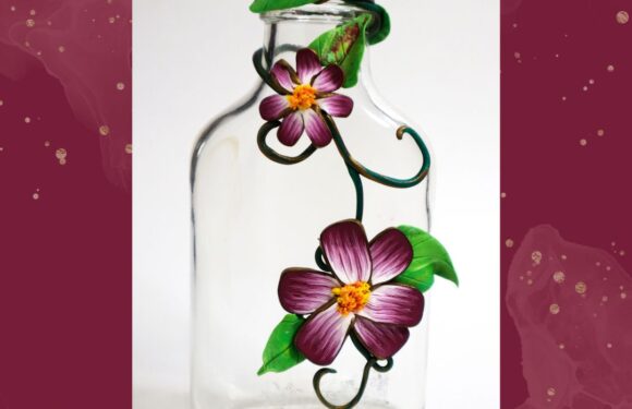 Decorate Glass Bottle with Clay, Nature Inspired