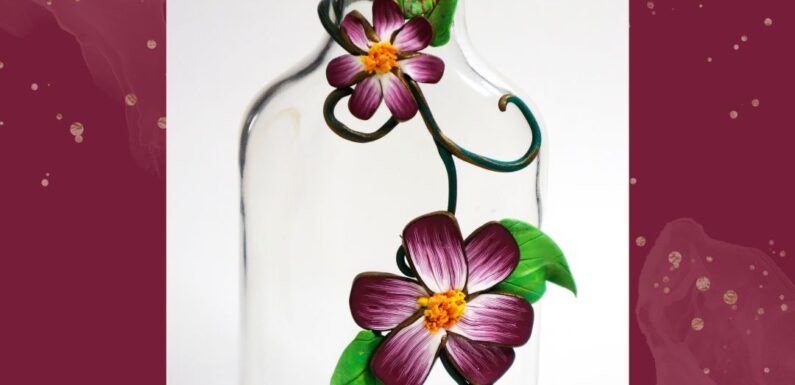 Decorate Glass Bottle with Clay, Nature Inspired